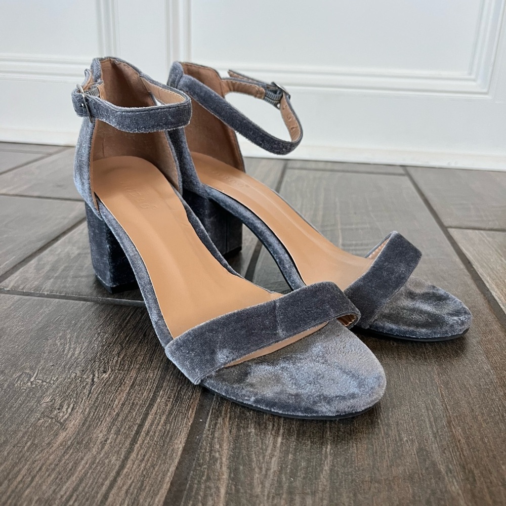 Velvet Ankle Strap Heels